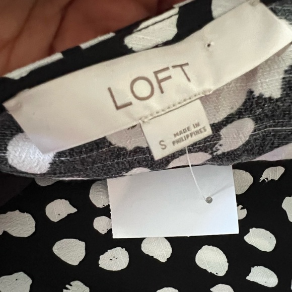 NWT LOFT Dotted Tie Front Flare Black White Dress Small - Picture 5 of 8